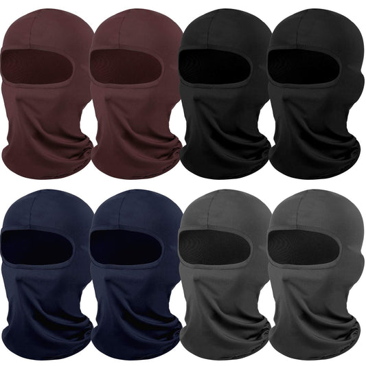 SATINIOR 8 Pcs Ski Mask Cover Full Face Mask Balaclava Winter Face Covering Thermal Breathable UV Protection Women Men(Dark Colors)