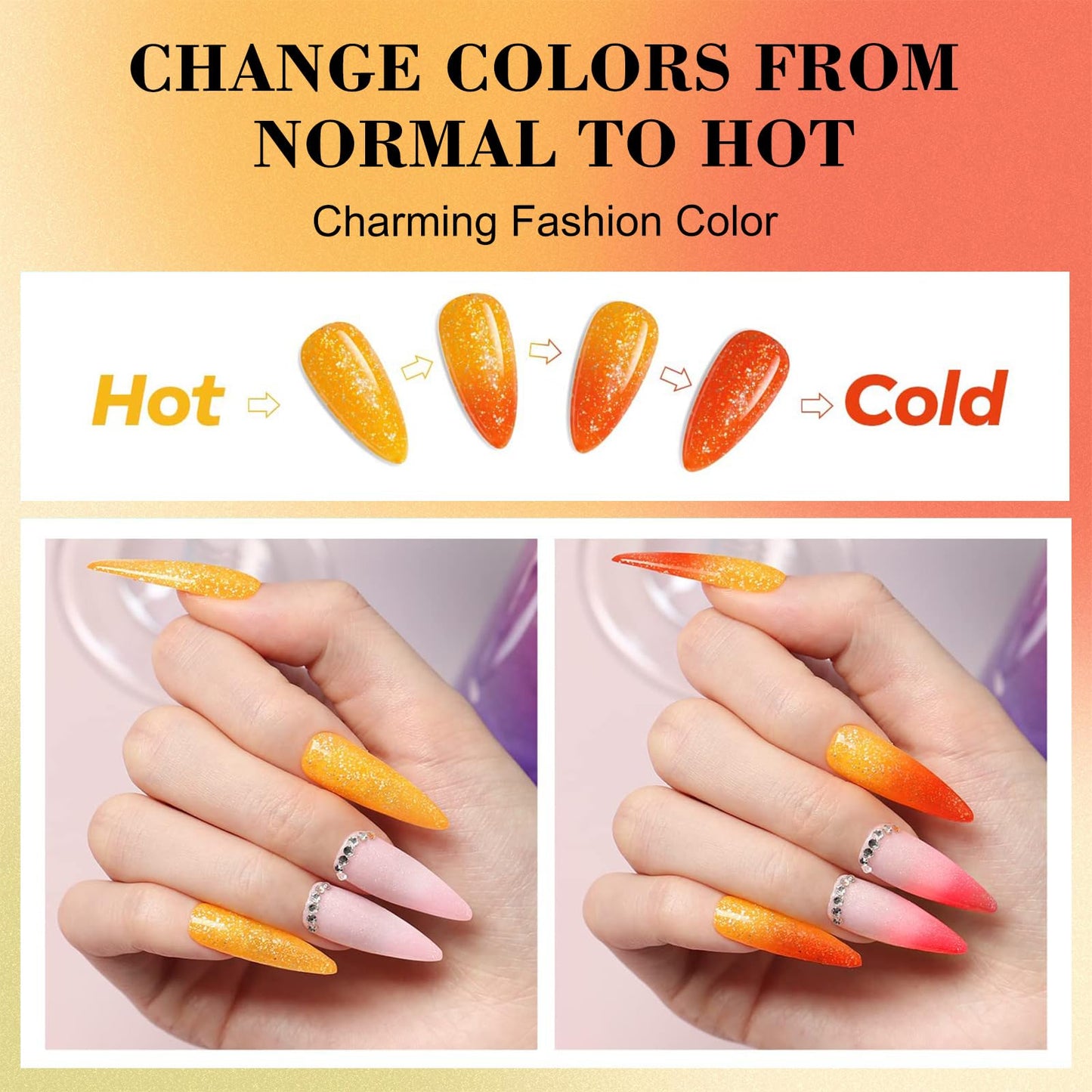 Honey Joy Dip Powder Nail Kit Starter, 4 Colors Halloween Pumpkin Orange Mystic Purple Dipping Powder Liquid Set with Base Top Coat for Nail Art Manicure Salon DIY, Dip-7pcs-No.14