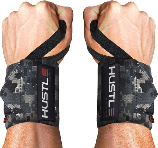 Hustle Athletics Wrist Wraps - Best Weightlifting Support (Professional Competition Grade Wrap) - Brace Your Wrists to Push Heavy, Avoid Injury & Improve Your Workout - for Men & Women