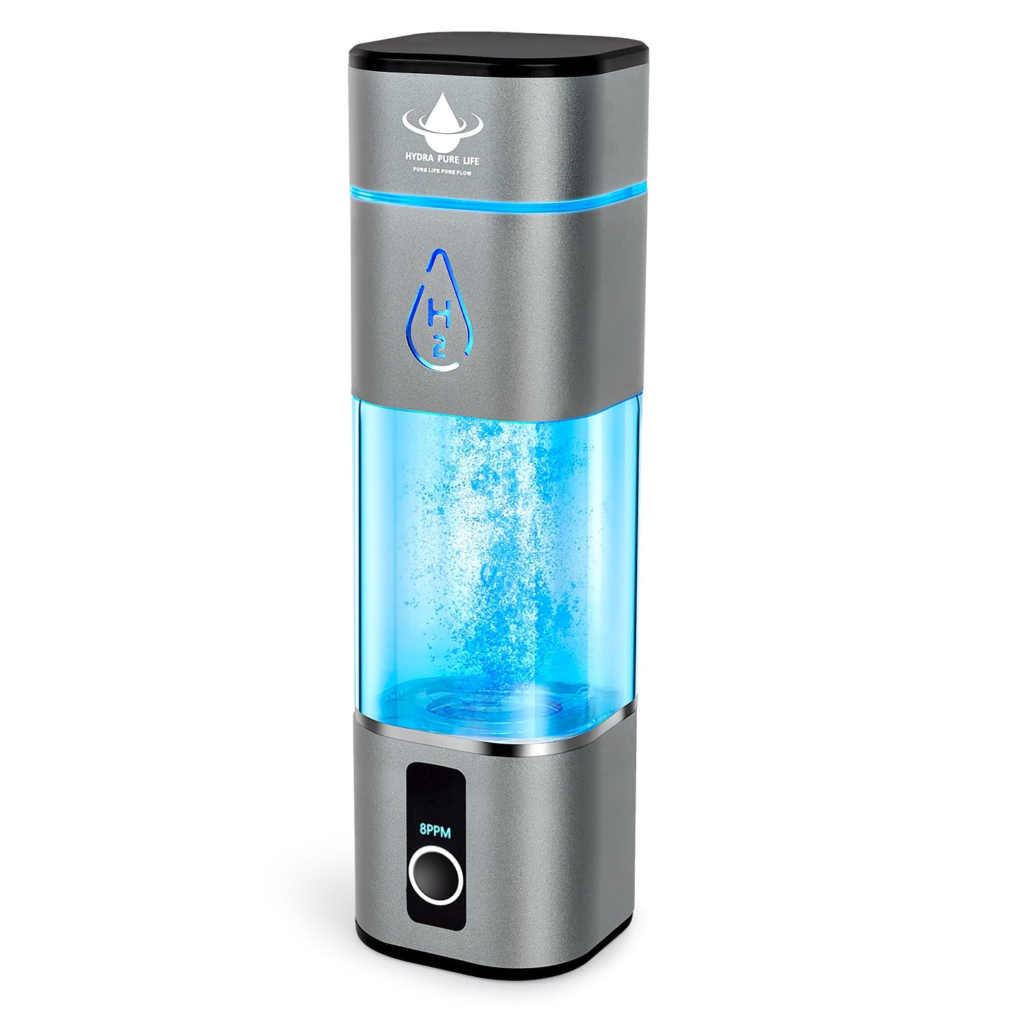 Hydra Pure Life Hydrogen Water Bottle Generator Up to 8000PPB with SPE & PEM, 2 Modes Rechargeable Portable 3-in-1 Multifunctional Hydrogen Water Machine with LED, Perfect for Office, Home, Gym