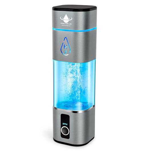 Hydra Pure Life Hydrogen Water Bottle Generator Up to 8000PPB with SPE & PEM, 2 Modes Rechargeable Portable 3-in-1 Multifunctional Hydrogen Water Machine with LED, Perfect for Office, Home, Gym
