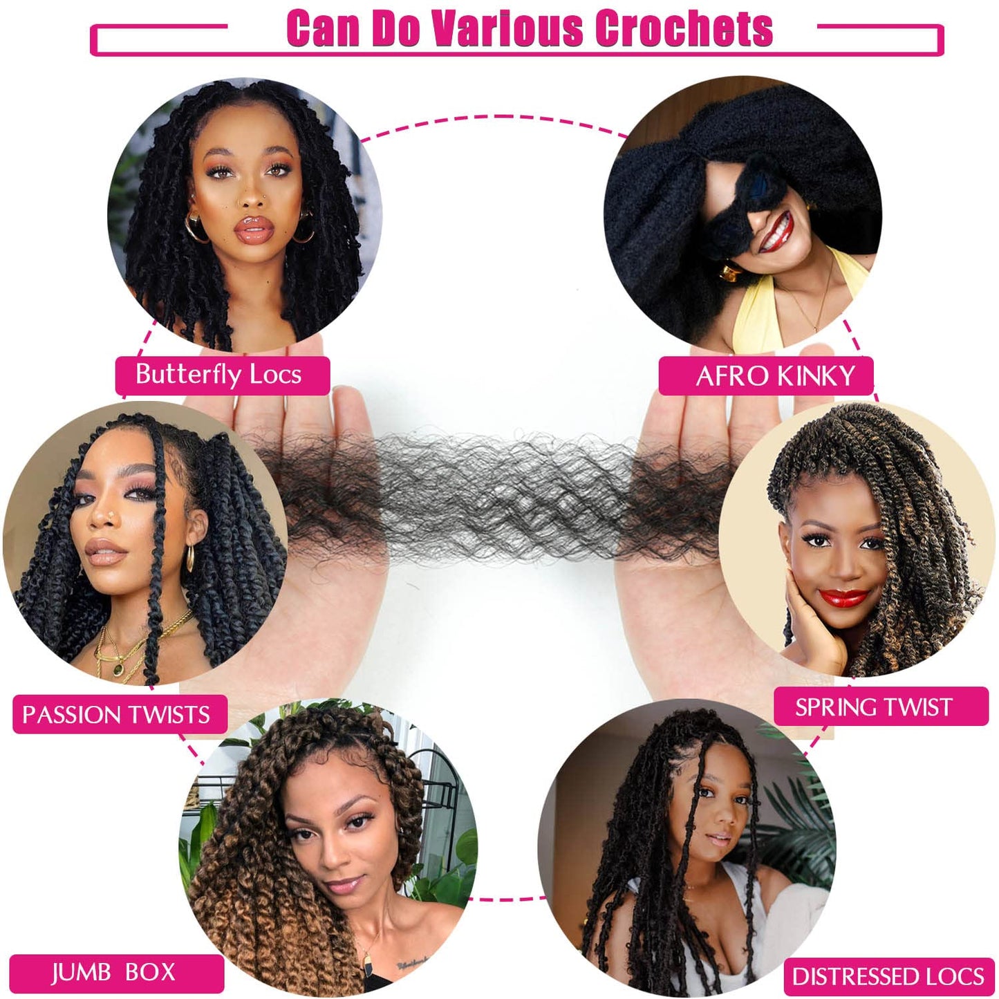 Afro Twist Hair 16 Inch 3 Packs, Springy Afro Twist Hair Pre Fluffed Spring Twist Hair Pre Stretched Wrapping Hair for Soft Locs Hair Extensions (16 Inch (Pack of 3), 1B#)
