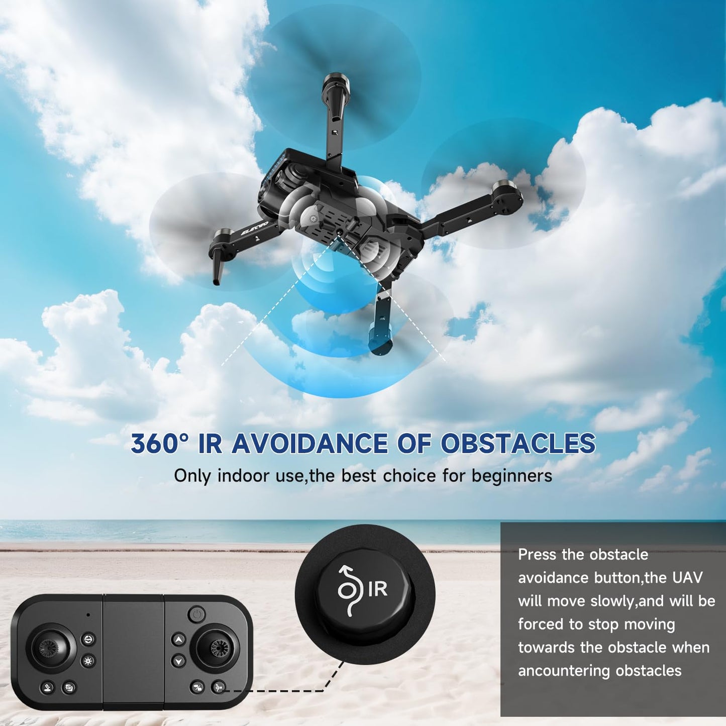 ELECGO Mini Drone with Camera, 1080P HD Dual Lens, Brushless Motors, One Key Take Off/Land, 360 Flip, Optical Flow Positioning for Beginner, Adult, Kid