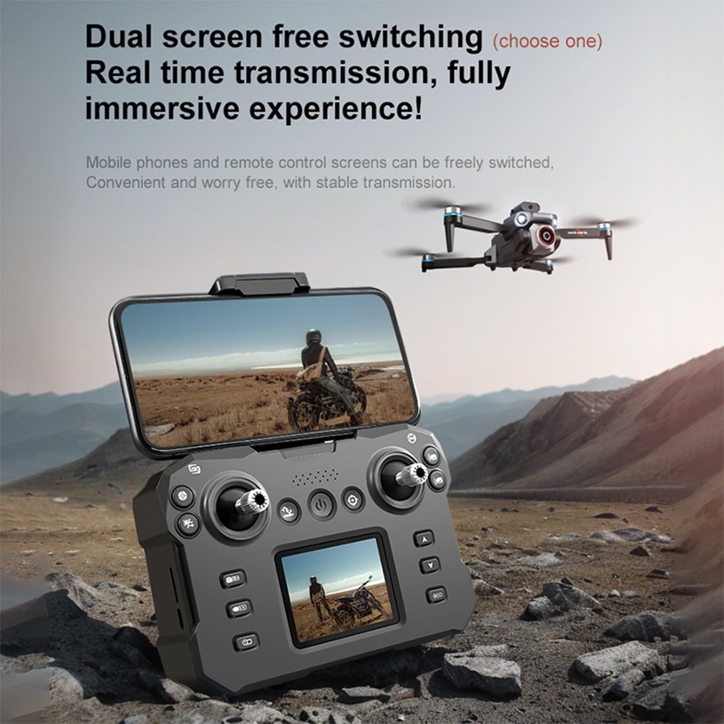 Drone With ESC Camera Screen Display Remote Control Built In WIFI RC Quadcopter Multi functional drone fot Adult, Beginner Drone with Storage Bag Brushless Motor Gesture Control Headless Mode