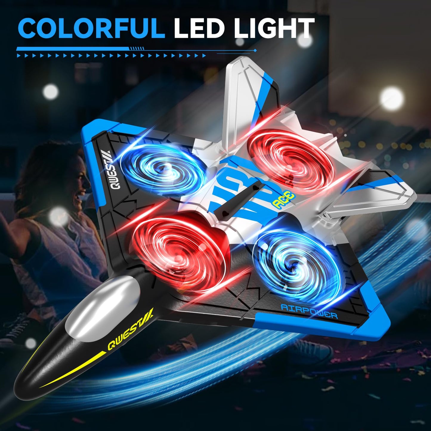 4DRC V31 RC Plane with Camera, Foam Remote Control Airplanes Drones for Kids Adults 8-12 12-16, RC Airplane Fighter Jet with Light, 360° Flip Fighter Jet Toy, Gravity Sensing, Stunt Roll, Airplane Toy