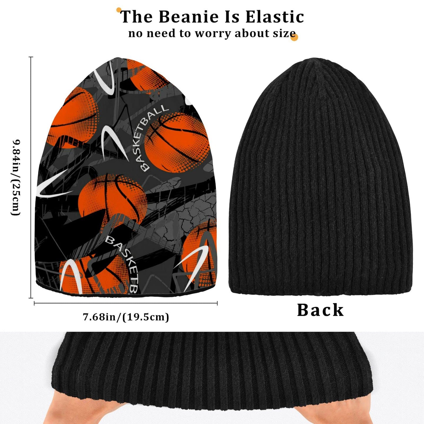 DOMIKING Basketball Cuffed Beanie Hats Reversible Skull Cap Winter Kint Fisherman Beanies for Man Woman
