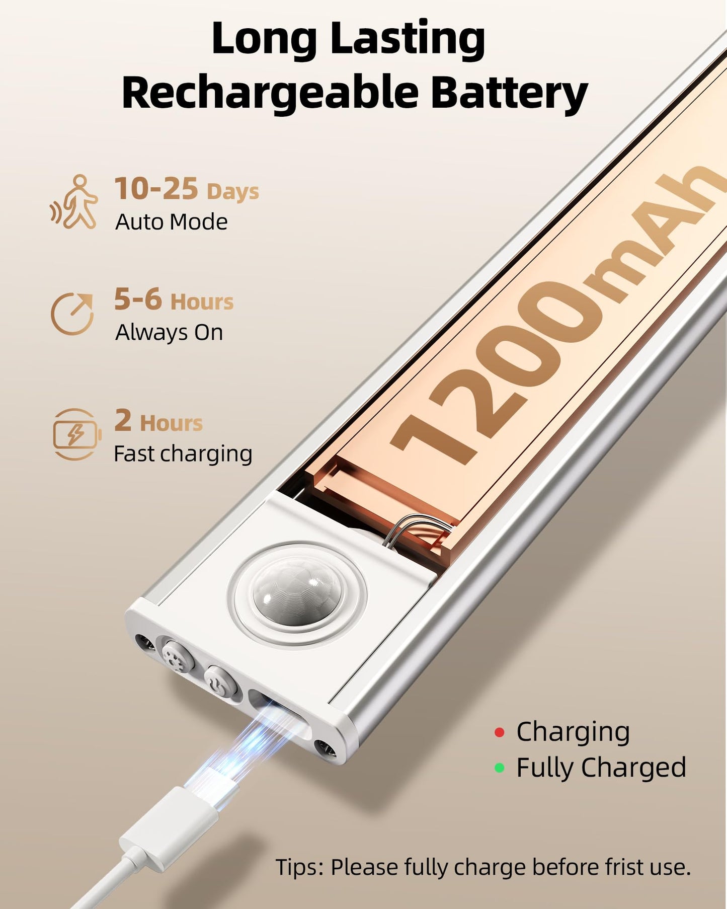 AMETHEUS 6-Pack Under Cabinet Lighting Wireless, LED Motion Sensor Light Indoor, Rechargeable Closet Lights Battery Operated, Dimmable & 3 Color Temps, Under Counter Lights for Kitchen, Stairs (8inch)