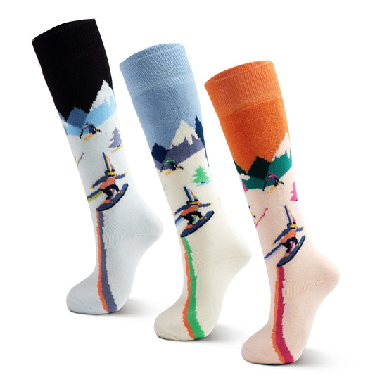 Lollisy Big Boys Ski Socks Kids Winter Warm Socks for Boys Girls Thick Thermal Skating Snowboarding Snow Socks 3 Pack Alpine 8-10 Years