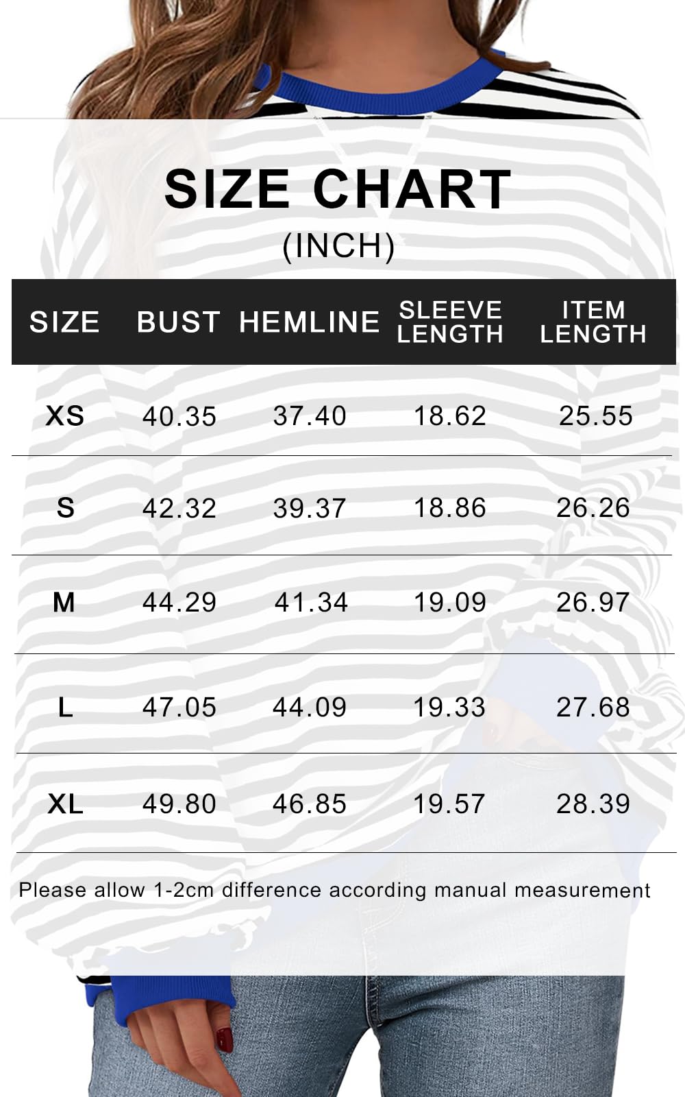 PRETTYGARDEN Womens Oversized Sweatshirt Casual Striped Color Block Long Sleeve Crewneck Pullover Tops Spring Y2k Clothes (Red Navy, Medium)