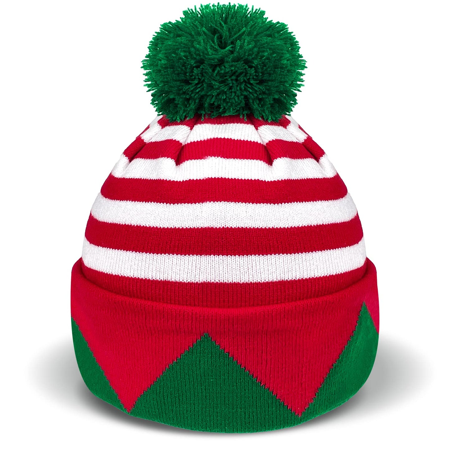 Asikkon Christmas Elf Knitted Hat for Adults Xmas Beanie Knit Hat Cute Santa Winter Warm Hat for Men Women Gifts Red and Green