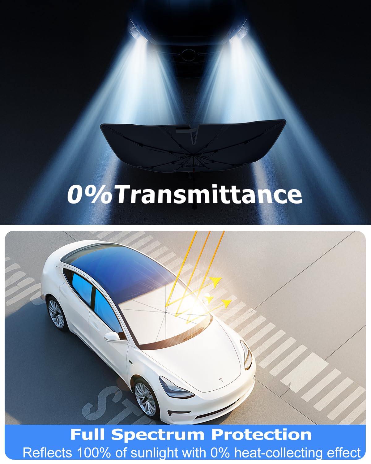 [2025 Upgrade] Doogoocoo Windshield Sun Shade [Ice-Crystal Cooling & 100% UV Block]-UPF50+ Heat Shield | Keep Car Cooler & Protect Interior, Foldable Car Sunshade with Reflective Coating (57"x32")