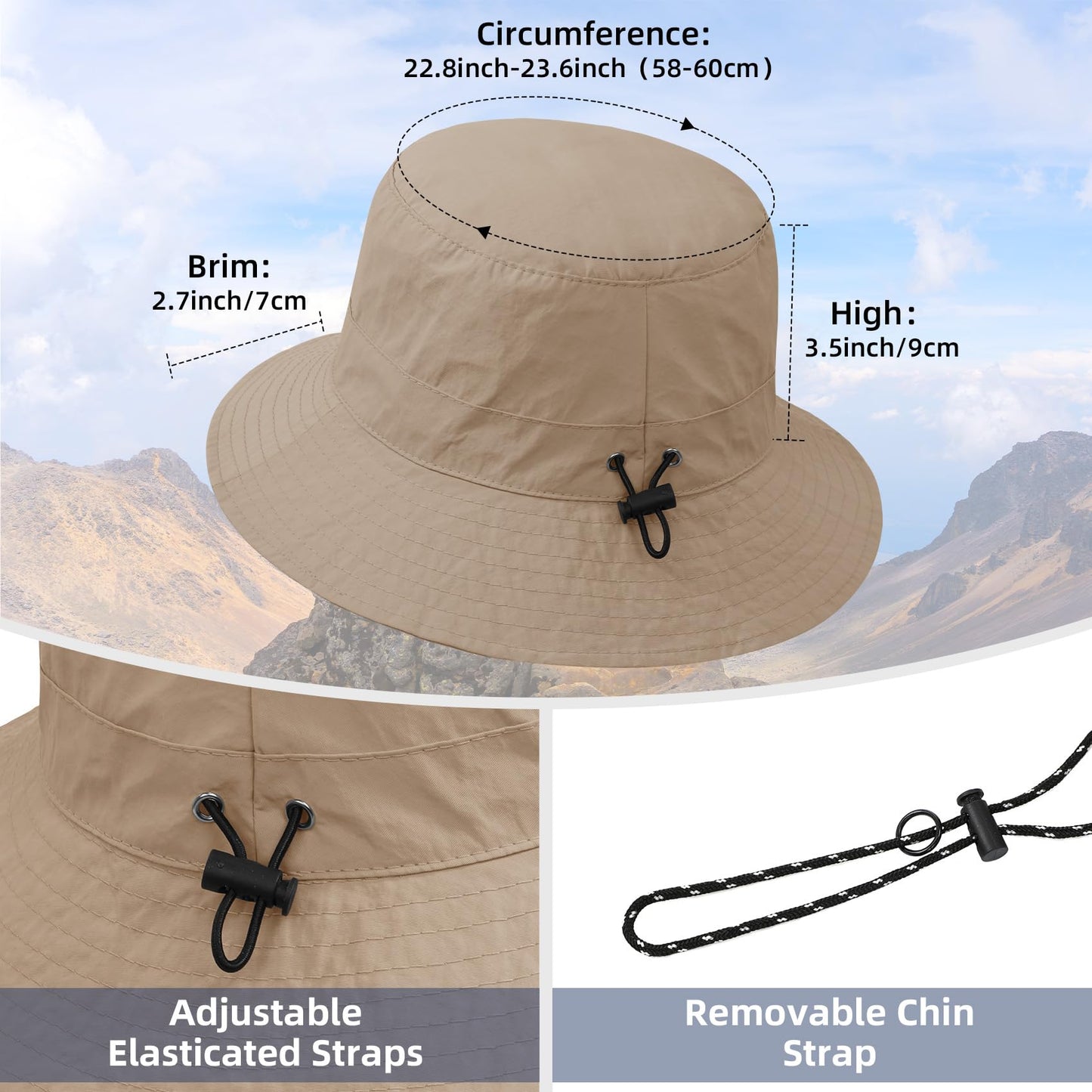 Durio Waterproof Bucket Hat for Women UPF 50+ Sun Hat UV Protection Packable Rain Hats for Women Lightweight Hiking Hat Dark Mustard One Size