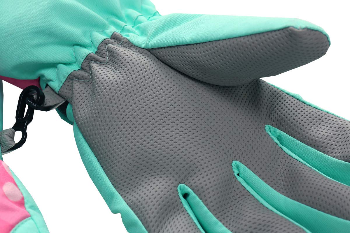 Hiheart Girls Winter Ski Gloves Waterproof Outdoor Thicken Glove Pink Letter 3-6 Years