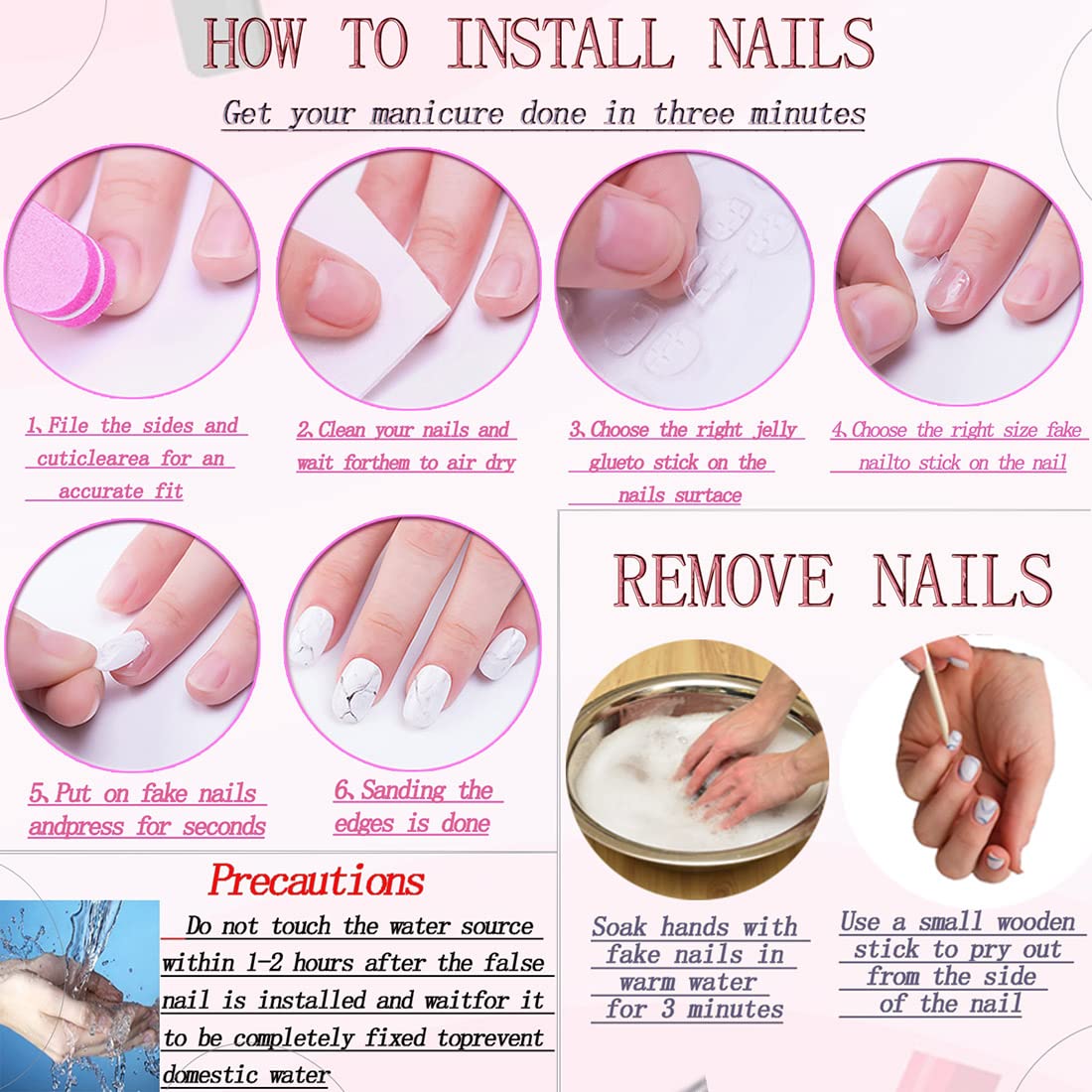 RUOKEXIN Long Square Press on Nails French Tip Fake Nails Blue Ombre False Nails with Rhinestones Designs Long Square Nail Press ons Glitter Glue on Nails Cute Stick on Nails for Women 24Pcs