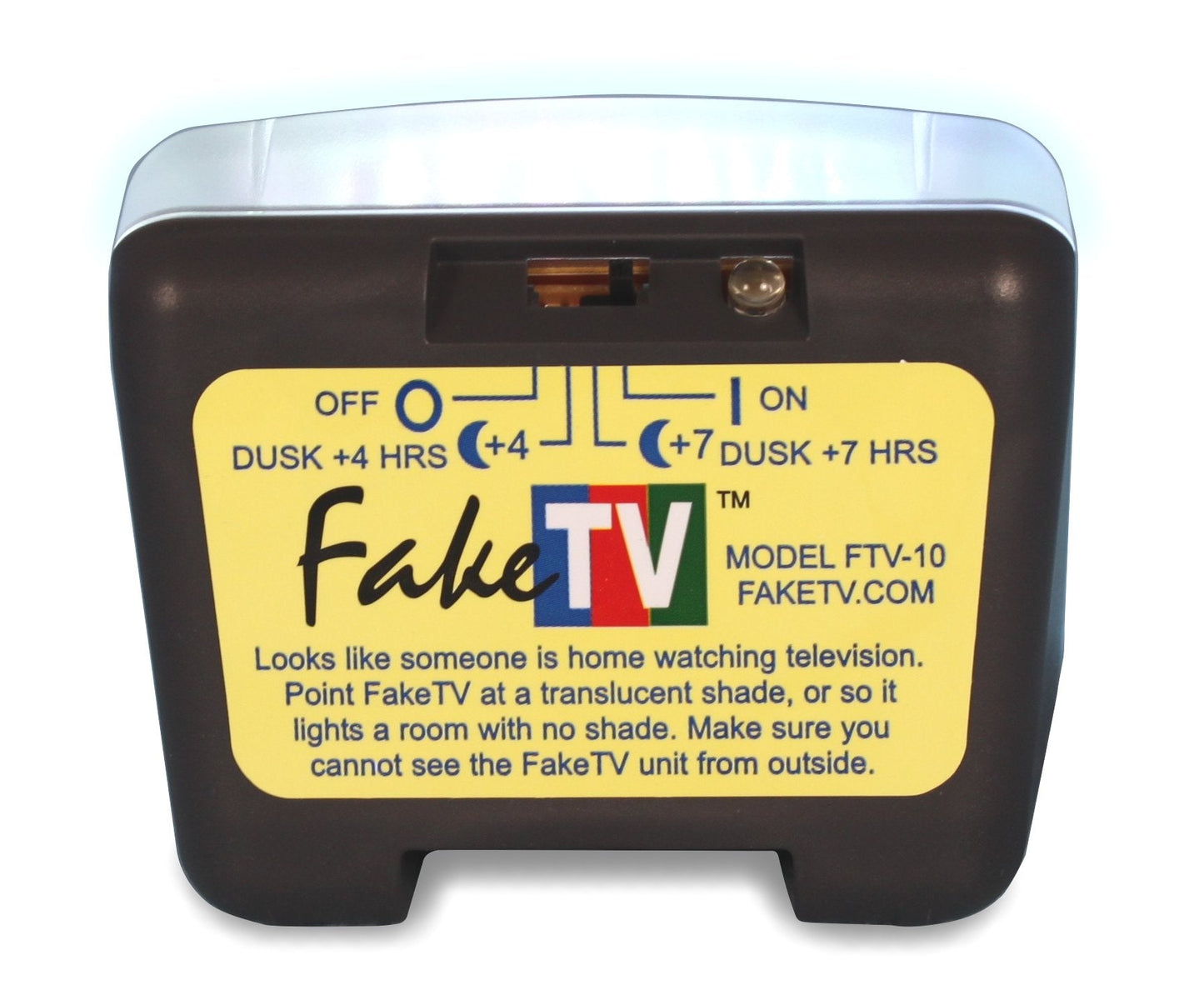 FakeTV - FTV-10 Charcoal Design Burglar Deterrent – Simulated TV Light with Frosted Lens – Energy-Efficient LED Dummy Home Security Technology – Prime Quality House & Valuables Protection Equipment