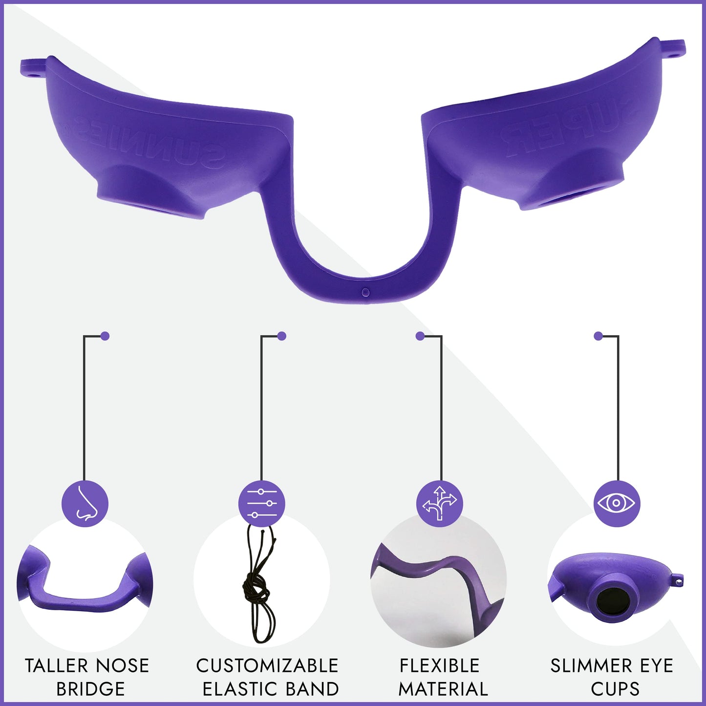 EVO FLEX Sunnies Flexible Tanning Bed Goggles UV Eye Protection Glasses 4 Pack (Purple), FDA Compliant