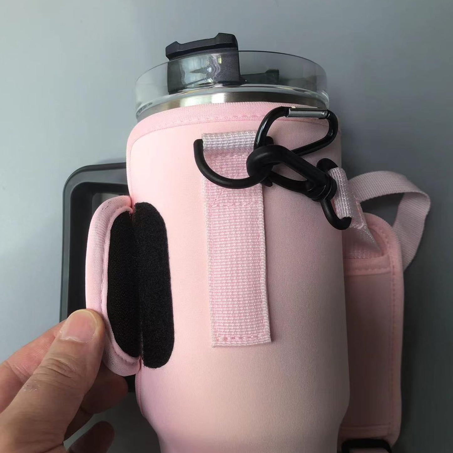 Wotermly Water Bottle Carrier for Stanley Cup Quencher H2.0 Tumbler 40 Oz,Water Bottle Pouch with Adjustable Shoulder Strap (PinkandBag)