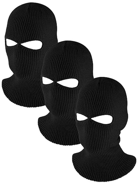 HESTYA 2 Holes Ski Masks Winter Balaclava Knitted Full Face Cover Mask Beanie Hat for Men Women Cold Weather Outdoor Sports(Black, Medium)