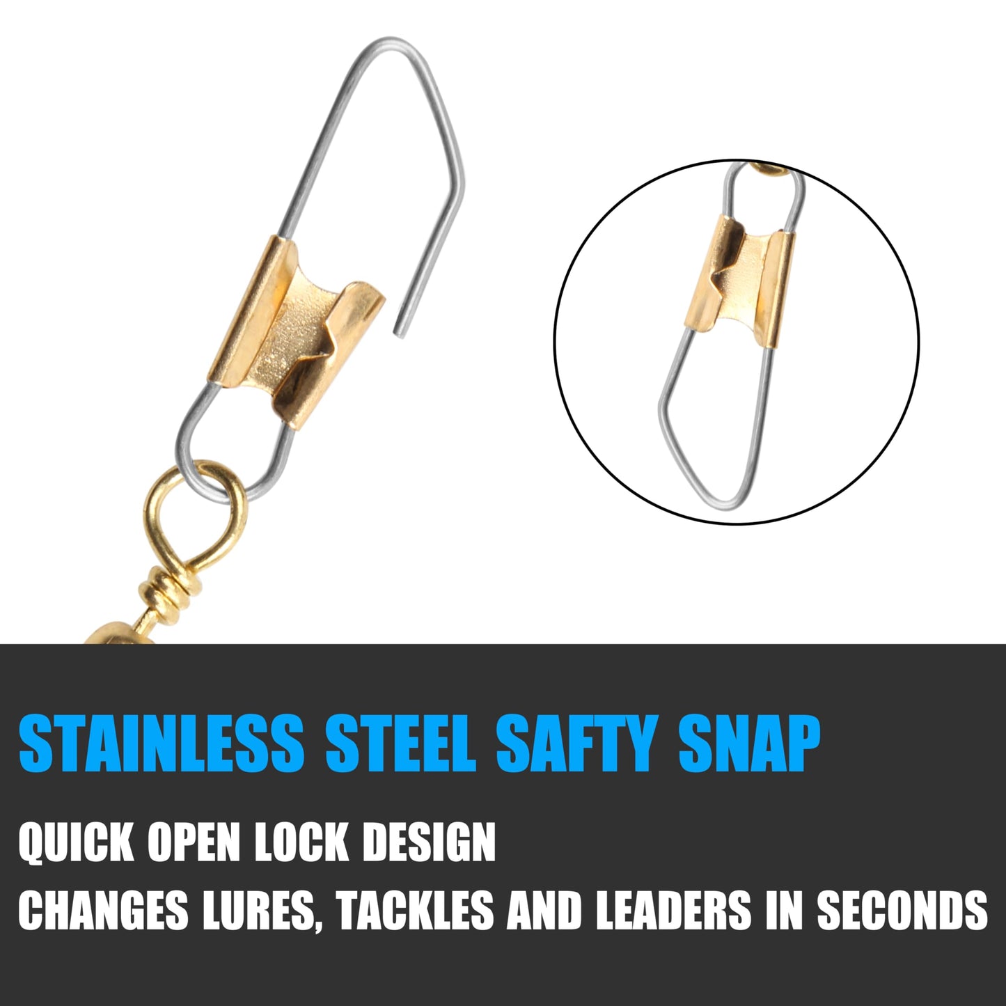 AGOOL Fishing Swivels Snaps, 60/120pcs Fishing Barrel Swivels with Nice Snaps Swivels Fishing Tackle Solid Rings Fishing Connector Snap Swivels Fishing Accessories Fishing Tackle