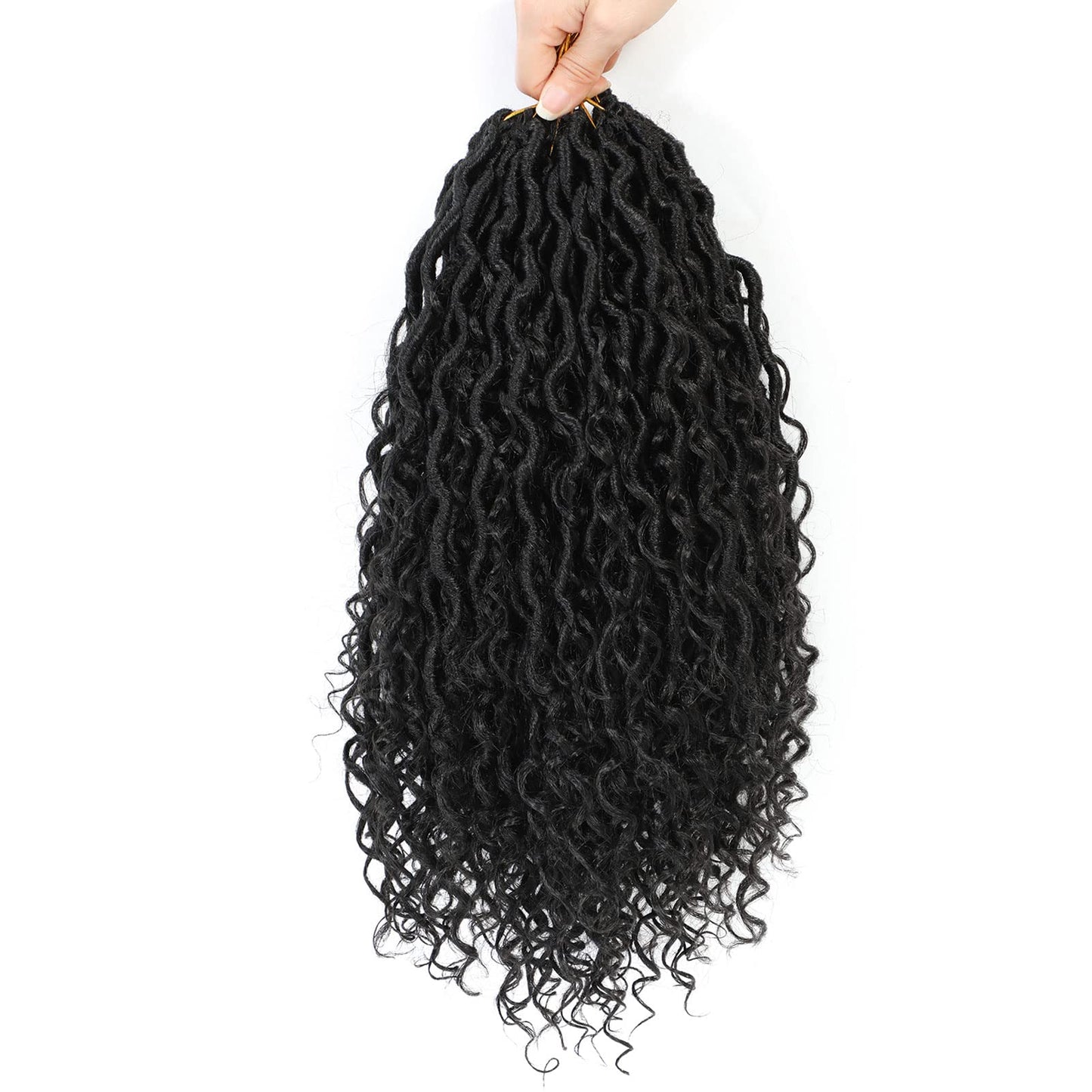 Col Bling Goddess Locs Crochet Hair for Black Women 14 Inch, 8 Packs Faux Locs Crochet Hair, Boho Style Locs, River Locs Hair with Curly Ends (14Inch, 1B, 8Packs)