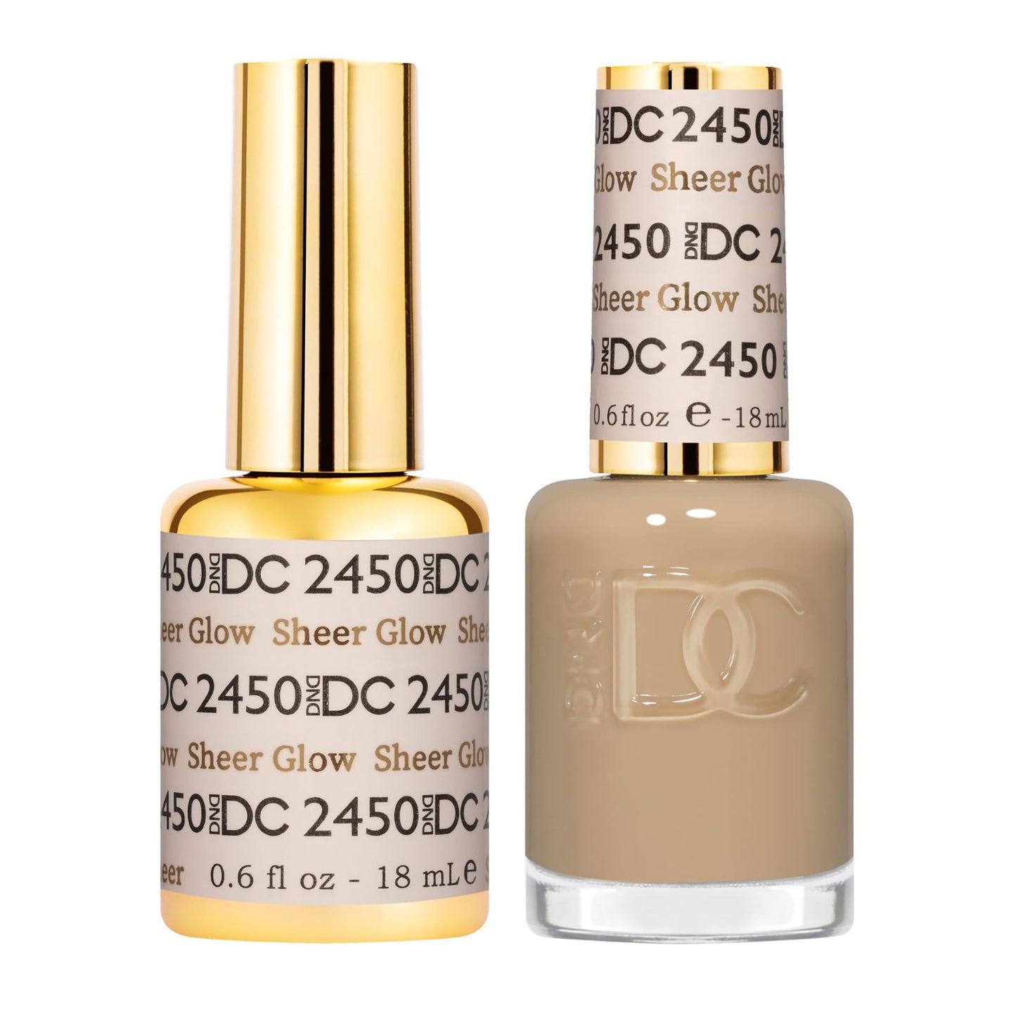 DND DC Gel Polish Set, Sheer Collection, UV/LED Gel Polish and Air Dry Nail Lacquer, Matching Chip-Free Polish Duo, 2450 Sheer Glow, 0.5 Fl Oz