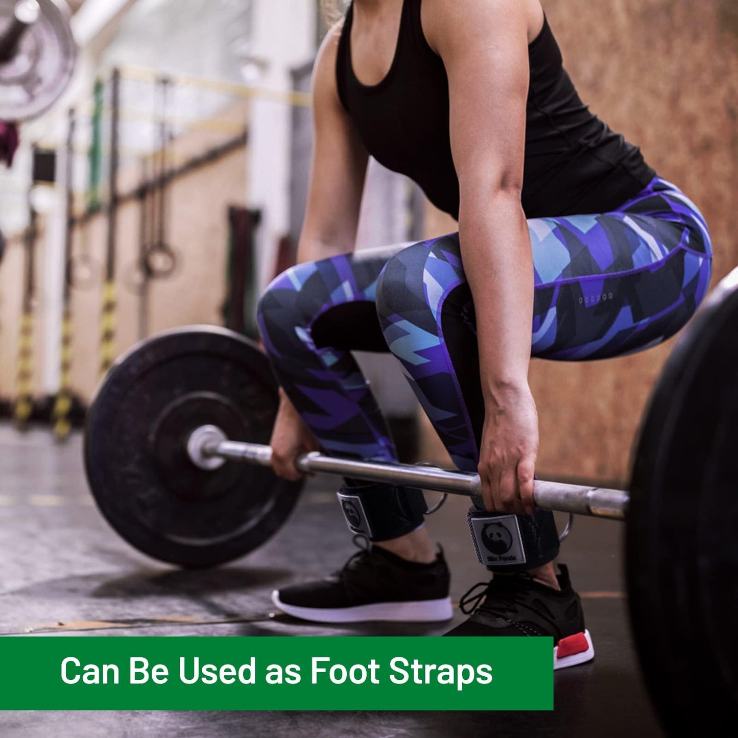 Slim Panda Ankle Strap for Cable Machine,Ankle Cuff for Kickbacks, Booty Hip Abductors,Glute Workouts, Leg Extensions, Curls for Men and Women, Adjustable with Double D-Rings (Pair, Simple Black)