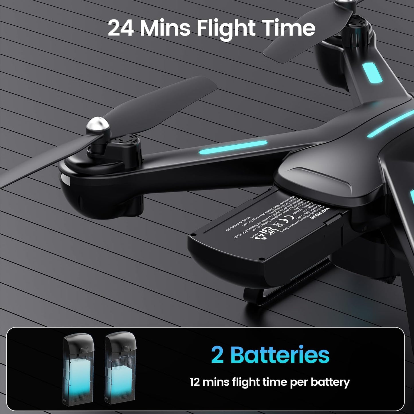 Drone with Camera for Kids 1080P HD FPV Drones, WeFone RC Quadcopter for Adults Beginners with Altitude Hold, 360 Flips, Headless Mode, One Key Start, Waypoint Fly, 2 Batteries