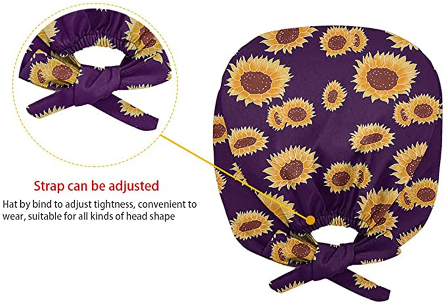 Babrukda 2 Pack Bohemian Sea Turtle Printed Hat Cap Adjustable Strap Tie Back Hats for Women Men Universal Head Hair Cover with Sweatband Headscarf for Home Outdoor Party Walking