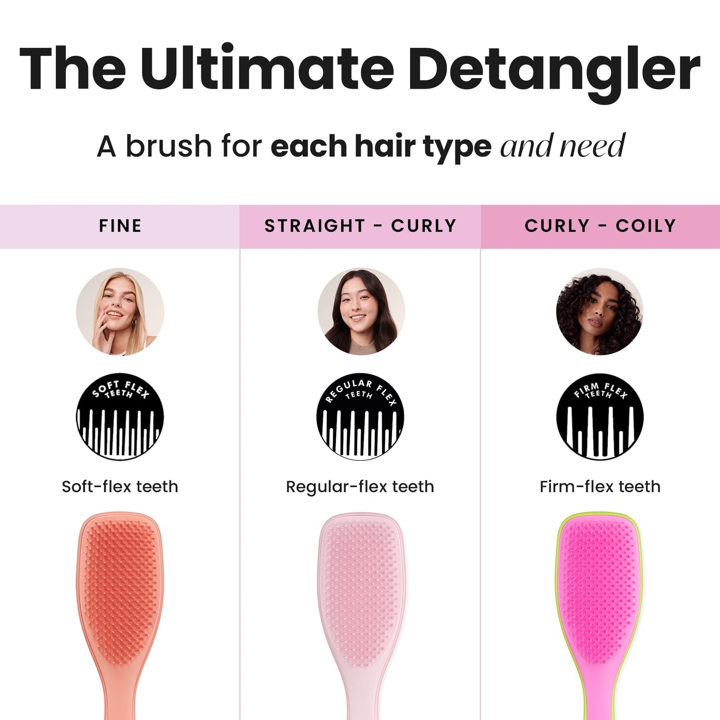 Tangle Teezer Ultimate Detangler Naturally Curly Hair Brush, Dry & Wet Hairbrush, Reduces Frizz & Breakage, for 3C to 4C Curly Hair Types, Cyber Lime & Pink