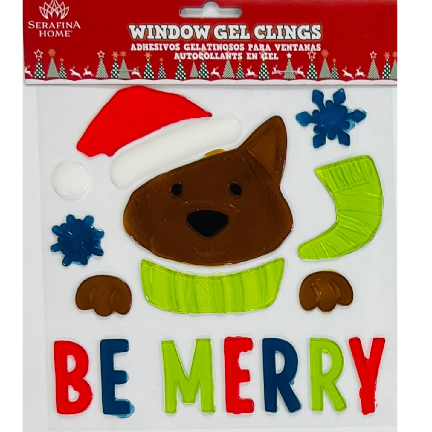 Christmas Gel Cling Stickers for Windows and Mirrors - 4 Sheets of Winter Designs: Santa, Reindeer, Elf, Snowman and More!