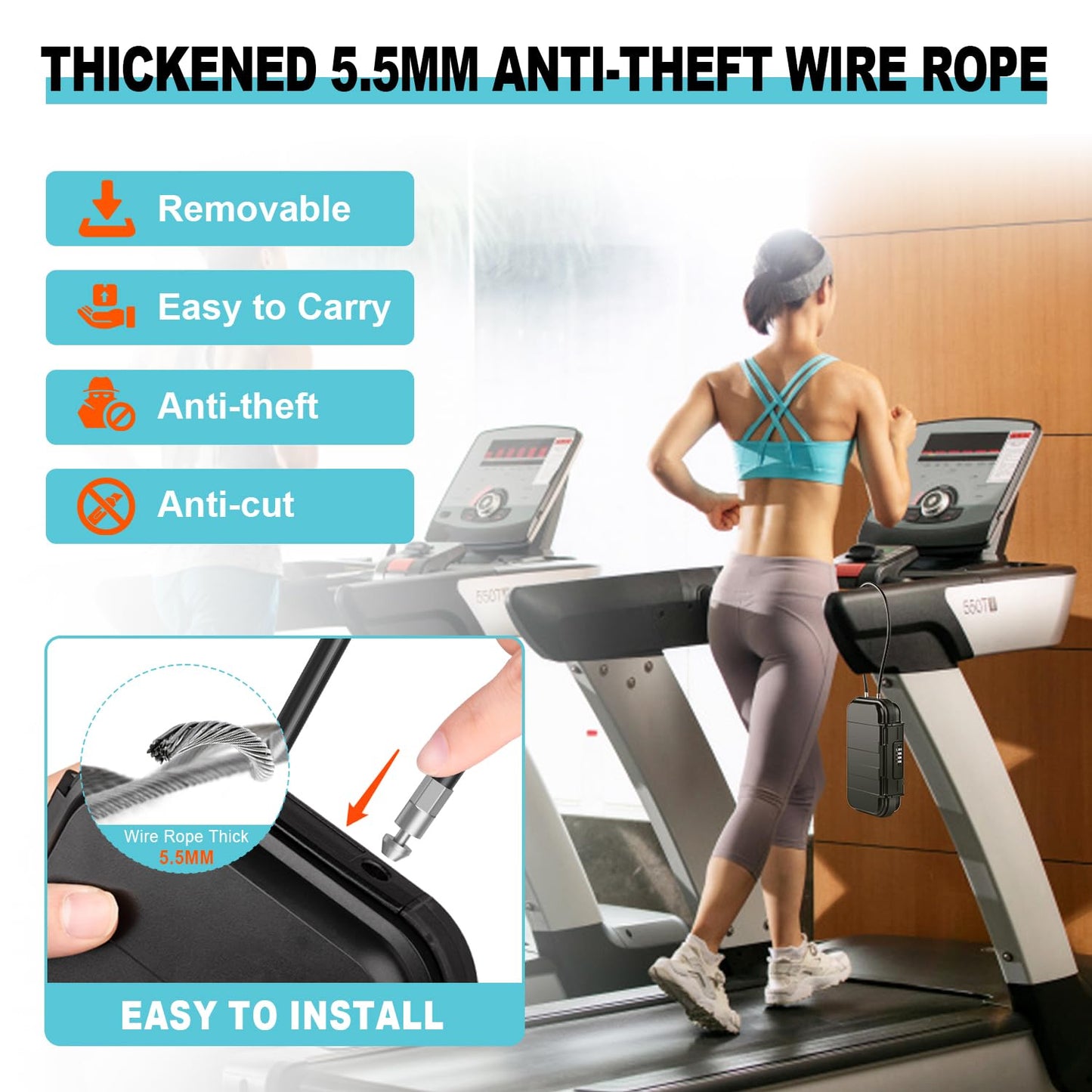 BKNOOU Portable Safe with Removable Chain, Anti-Theft Beach Safe Box, Waterproof Combination Lock Box for Travel, Dorm, Beach, Hotel, Car, Home, Office