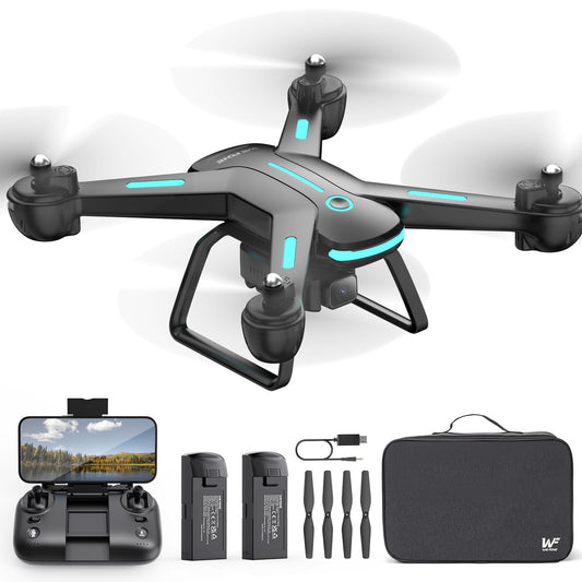 Drone with Camera for Kids 1080P HD FPV Drones, WeFone RC Quadcopter for Adults Beginners with Altitude Hold, 360 Flips, Headless Mode, One Key Start, Waypoint Fly, 2 Batteries