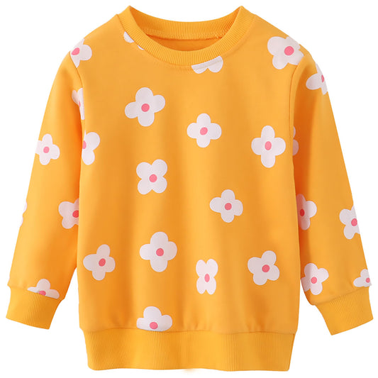 AIWUHE Toddler Girls Sweatshirts Casual Pullover Crewneck Winter Long Sleeve Tops Shirts Clothes Yellow flowers 5T 9200