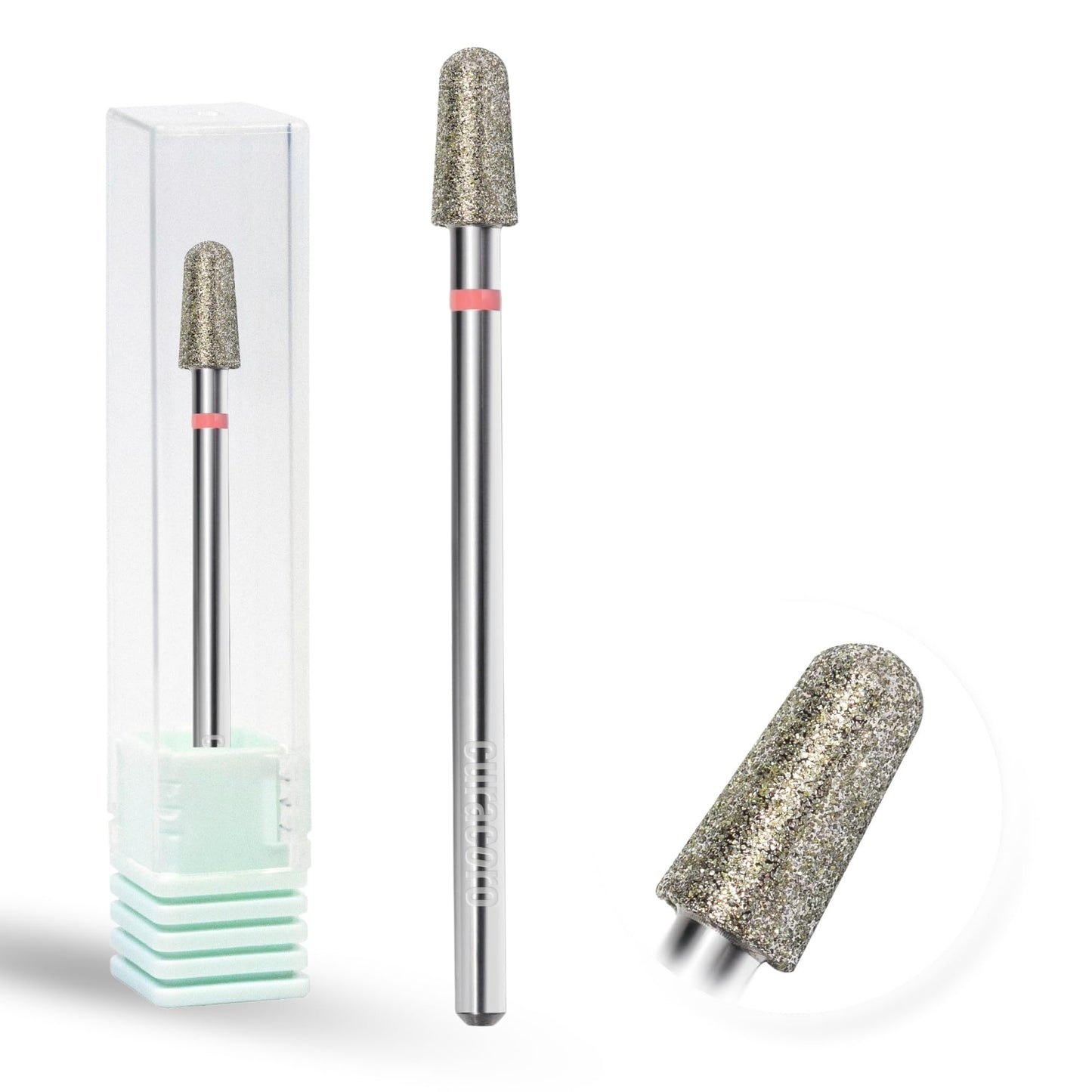 Curacoro Cuticle Nail Drill Bit 3/32'' - 4.0mm Conical Round Shape Diamond Bit (Medium) for Professional Finish, Refine & Smooth Acrylic or Gel Nails, Nail Art Pedicure Manicure Salon & Home