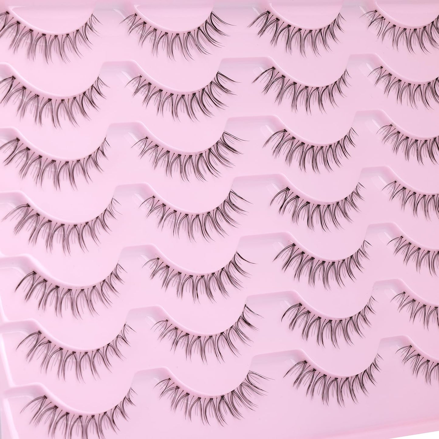 Kiromiro Lashes Natural Look Short False Eyelashes Wispy 100% Handmade Clear Band Lashes Cat Eye Natural False Lashes Korean Faux Mink Lashes Extensions Strip Eyelashes Pack 14 Pairs