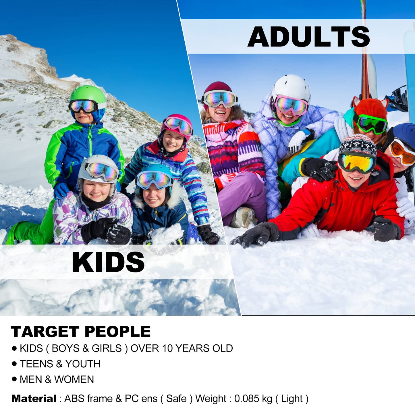 SixYard Ski Goggles, Motorcycle Goggles, 3 Pack Snowboard Snow Goggles for Men Women Adult Youth (Style 6)