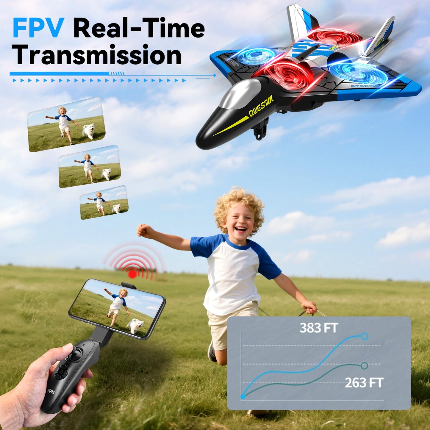 4DRC V31 RC Plane with Camera, Foam Remote Control Airplanes Drones for Kids Adults 8-12 12-16, RC Airplane Fighter Jet with Light, 360° Flip Fighter Jet Toy, Gravity Sensing, Stunt Roll, Airplane Toy