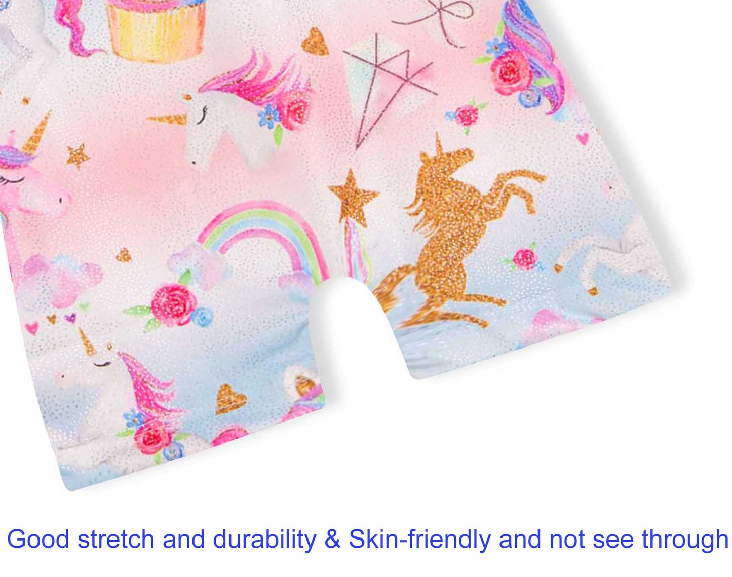 Domusgo Girls Gymnastics Leotards Size 6-7 Years Old Sparkle Rainbow Unicorn One Piece Biketard