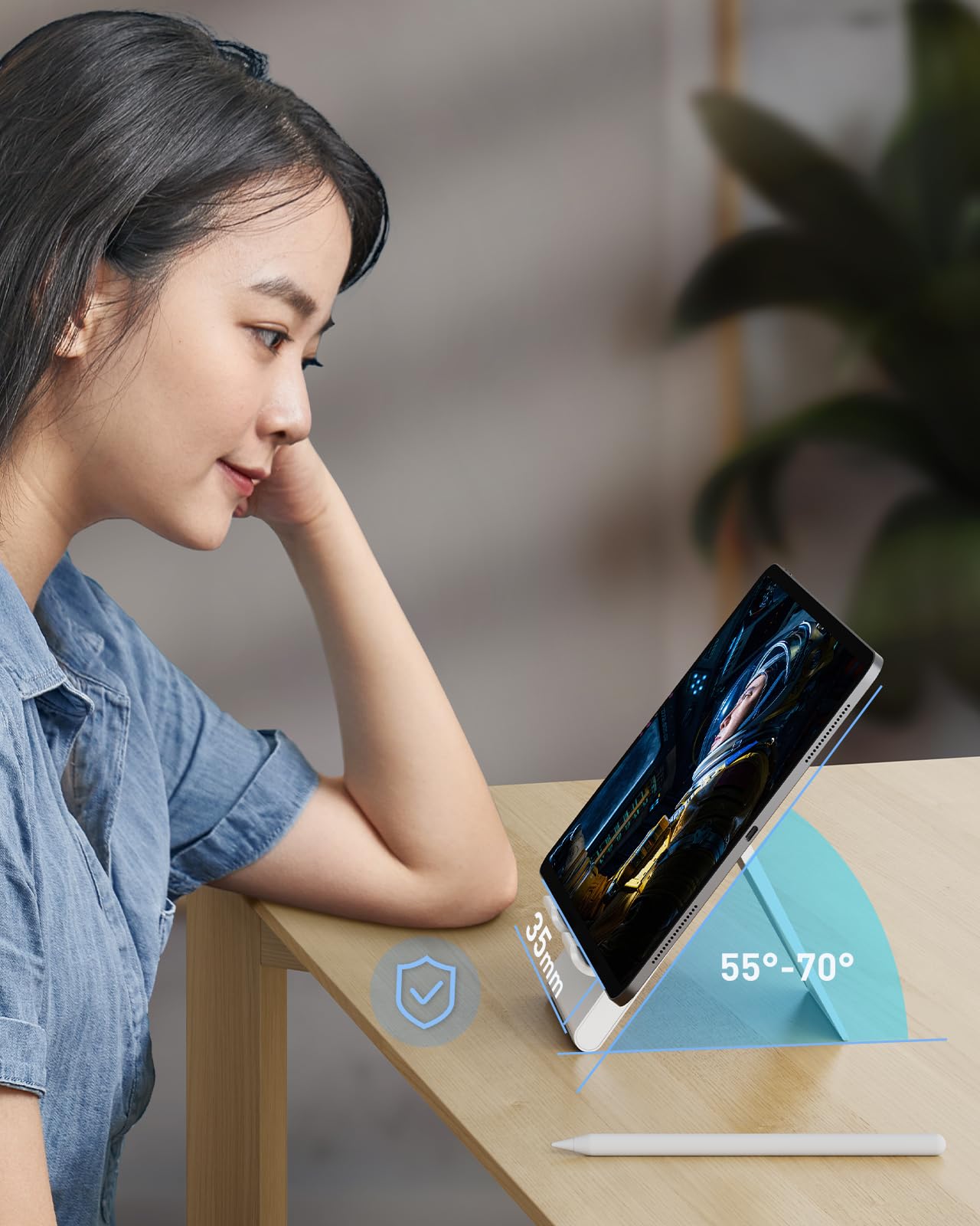 SAIJI Adjustable Tablet Stand Holder Portable Foldable Desktop Stand Dock Compatible for iPad, iPhone, Nintendo Switch, Samsung Galaxy and Kindle Fire Tablets – Gray