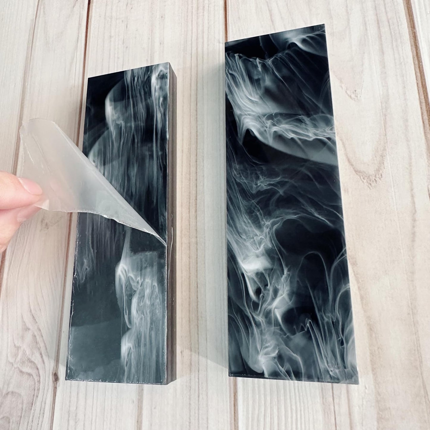 Uotowell Pre-Cut Epoxy Resin Scales Blanks for Decorative Inlays in Guitar Bodies, Necks, Engraved Knife Handle and Gun Grips - Onyx Black