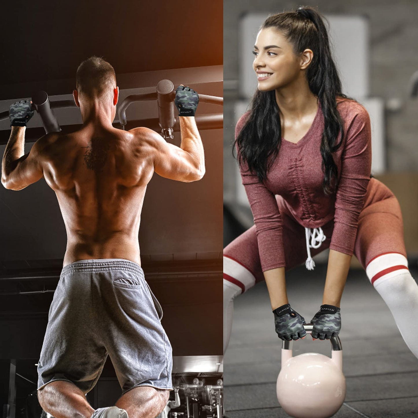 ZEROFIRE Workout Gloves for Women Men - Weight Lifting Gloves with Full Palm Protection & Extra Grip for Women Gym, Weightlifting, Weight Lift, Rowing, Exercise, Sport, Cycling.Camo Green-XLarge