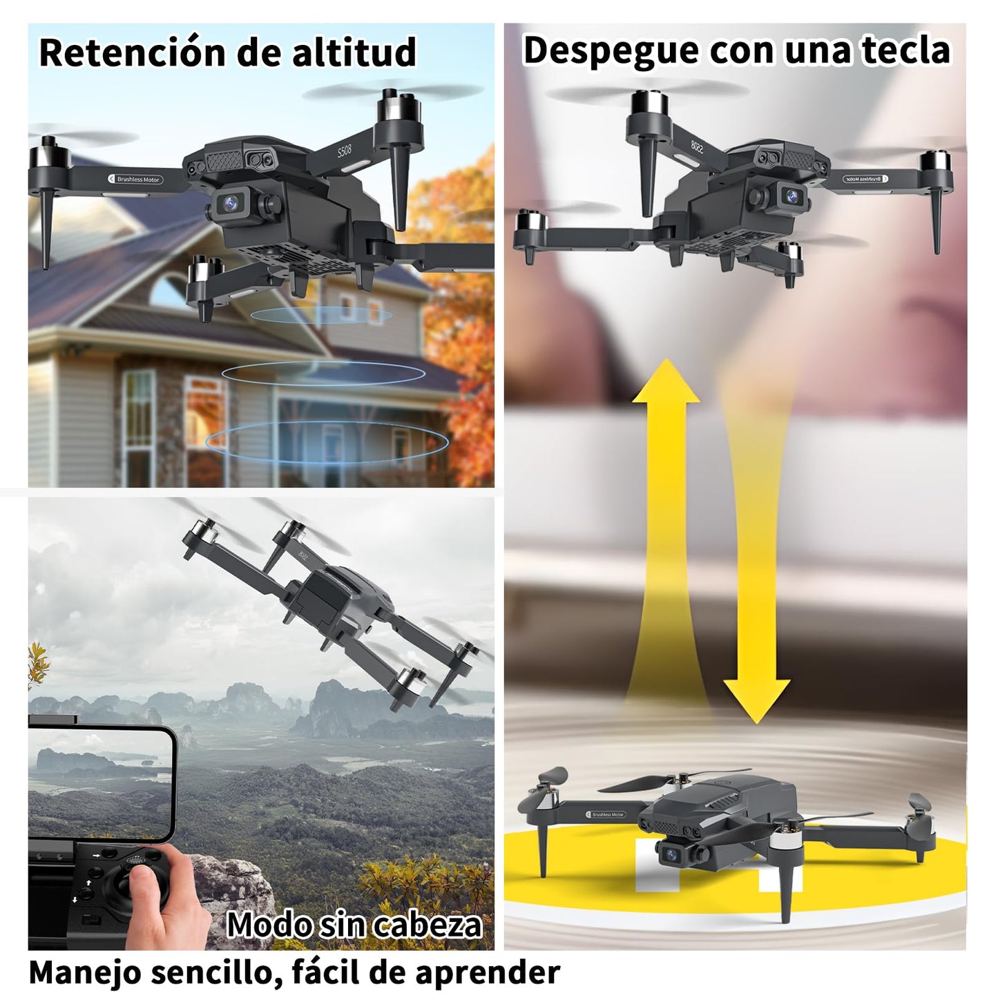 S508 Mini Drone with Camera 90°adjust, Remote Control Helicopter for Beginners, FPV RC Quadcopter with 720P Live Video Camera, Foldable Drone with Upgrade Altitude Hold, Gravity Control, Carry Case