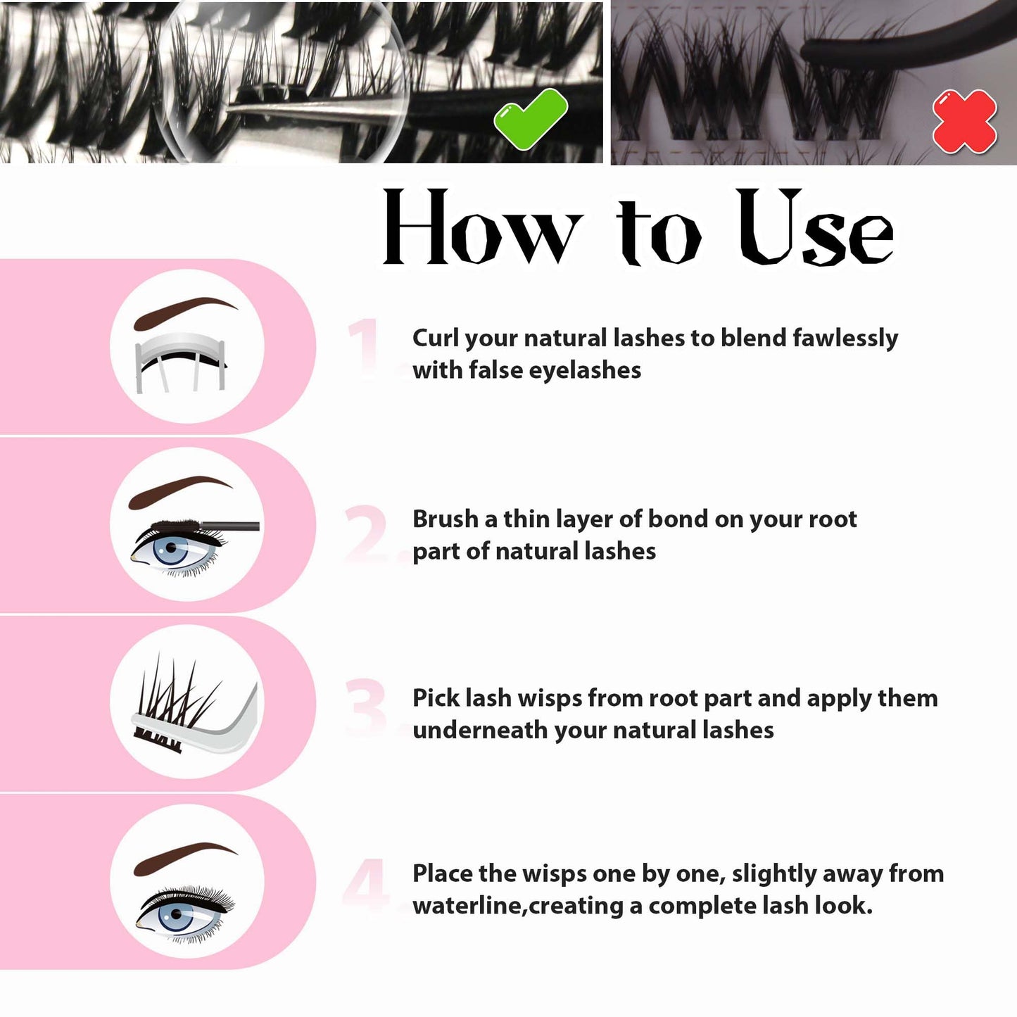 LA MAESII Lash Clusters, 3D Wispy Cluster Eyelash Extensions Fluffy DIY Cluster Lashes Eyelash Clusters, 10-14mm Multi-layer Individual Lashes Soft Thin Band Reusable (06)