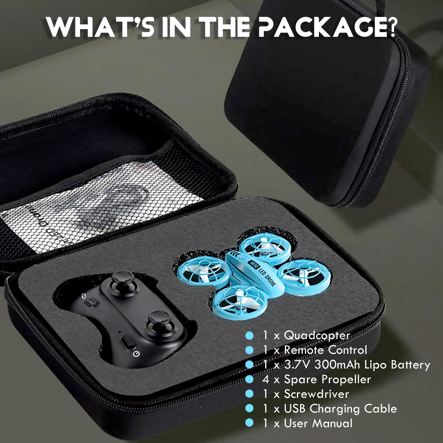 Mini Drone for Kids, Colorful LED RC Drone Quadcopter for Beginners with Headless Mode, 360 Flips, Altitude Hold, 3 Speeds Mode,Full Propeller Protect,Toys Gifts for Boys Girls,Blue