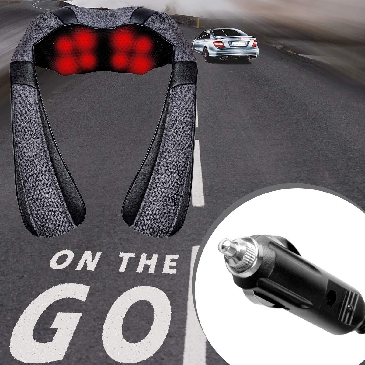 Mirakel Shiatsu Neck & Back Massager with Heat - Deep Tissue Neck, Back & Shoulder Pain Relief - Ergonomic Design Shoulder Massager, Electric Kneading Whole Body Massage Pillow Gifts for Women, Men