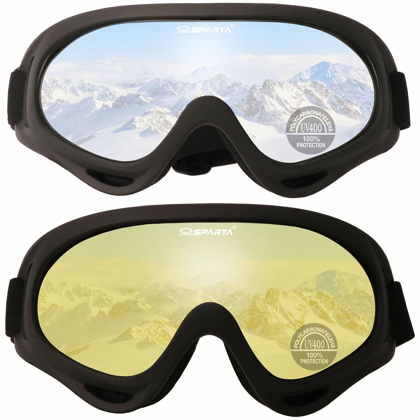 OUTDOOR SPARTA Ski Goggles (3. Gray Frame, Clear Lens; Black Frame, Yellow Lens)