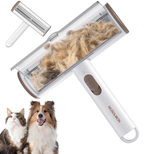 Pet Hair Remover - WUSOLIBON Reusable and Washable Pet Hair&Fur Lint Roller Remover Cat and Dog Hair Remover for Couch, Carpet,Clothing,Furniture and Bedding,Unique One-Click Pet Hair Removal Tool