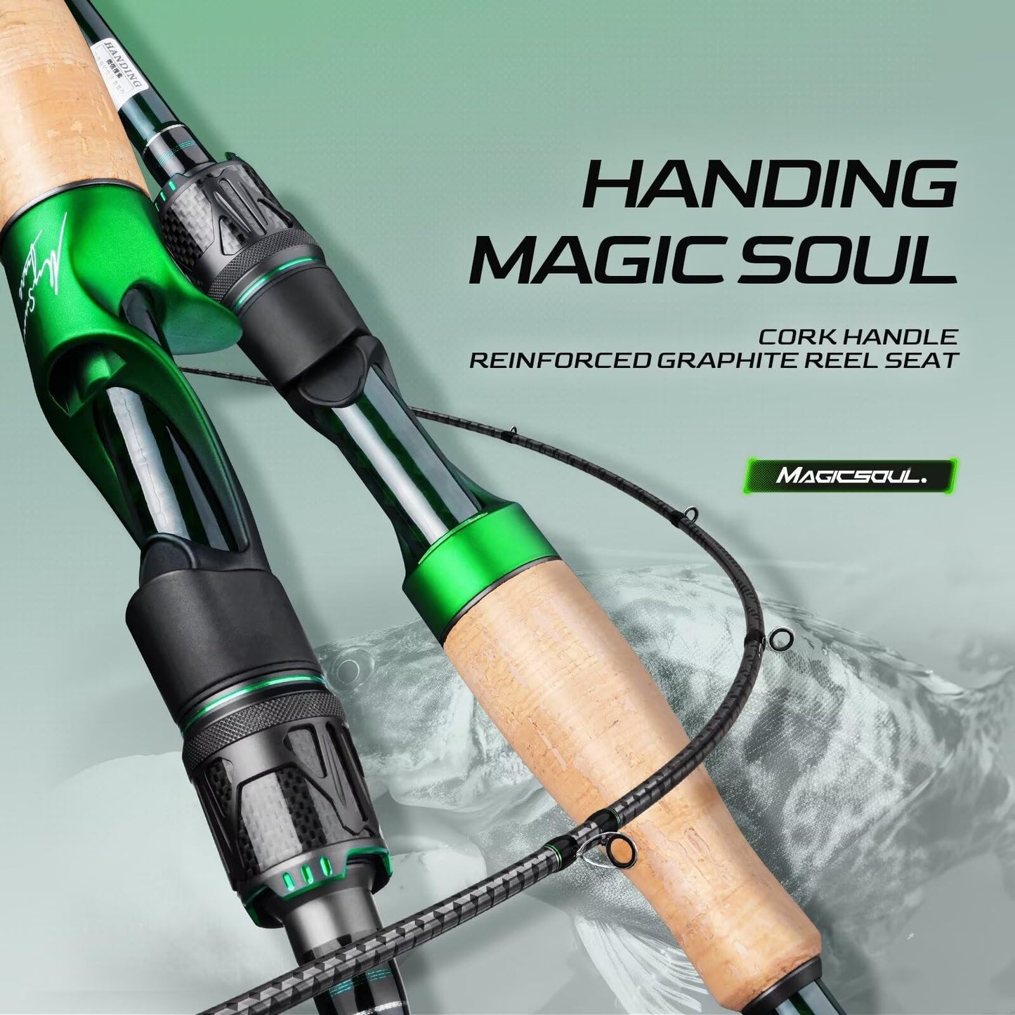 HANDING Magic Soul Casting Rod, 6'4'' - 7'6'' Toray 30+36T Carbon Fiber Tournament-Grade Baitcaster Rod, Fuji Alconite Guides, Fast & Extra Fast Action 2 Pcs Bass Trout Fishing Rod, Cork+Carbon Handle