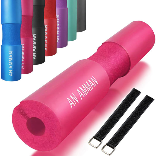 AN AMMAN Barbell Pad for Squat, Hip Thrust - Perfect for Gym Workout Smith Machine Thruster Weightlifting - Relieves Neck and Shoulder Pain - Thick Foam Cushion Pink AM001PT
