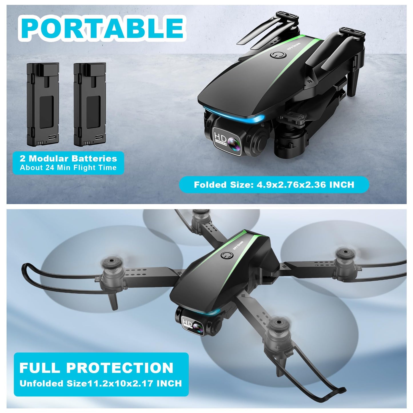 Oddire Mini Drone with Camera - 1080P Foldable Drone with Stable Hover, Gravity Control, Trajectory Flight,One Key Take Off/Land, 3D Flip, Drones for Adults with 2 Batteries, Carrying Case, Propellers